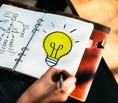 Diary where a person is noting down all ideas